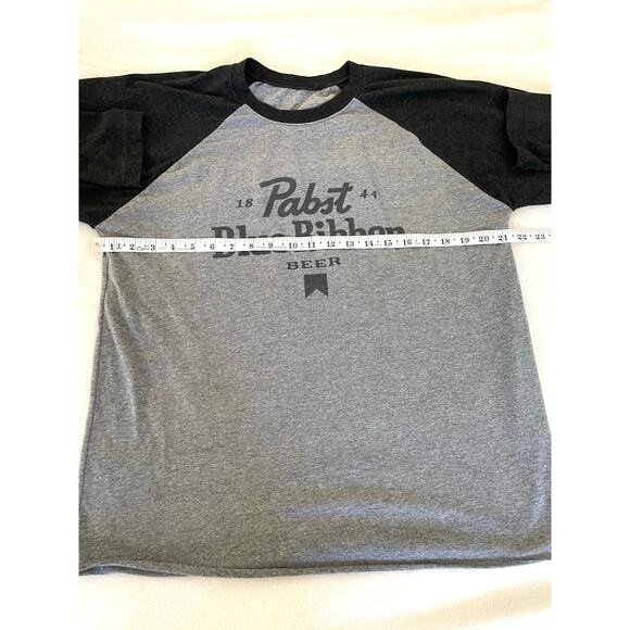 Pabst Blue Ribbon Beer Raglan 3/4 Sleeve Shirt Gray L - Picture 3 of 6